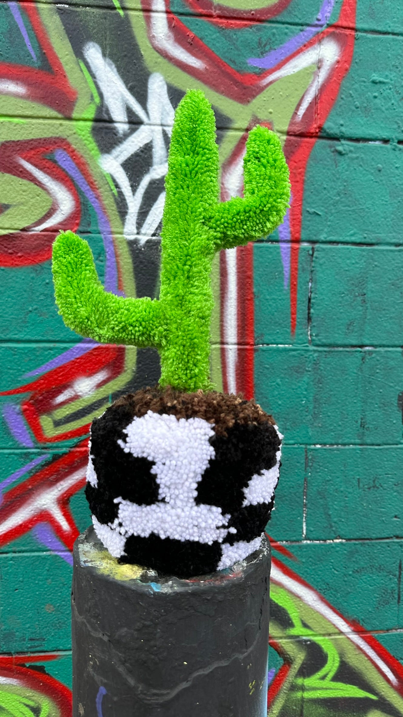 Yarn Cactus: Black and White