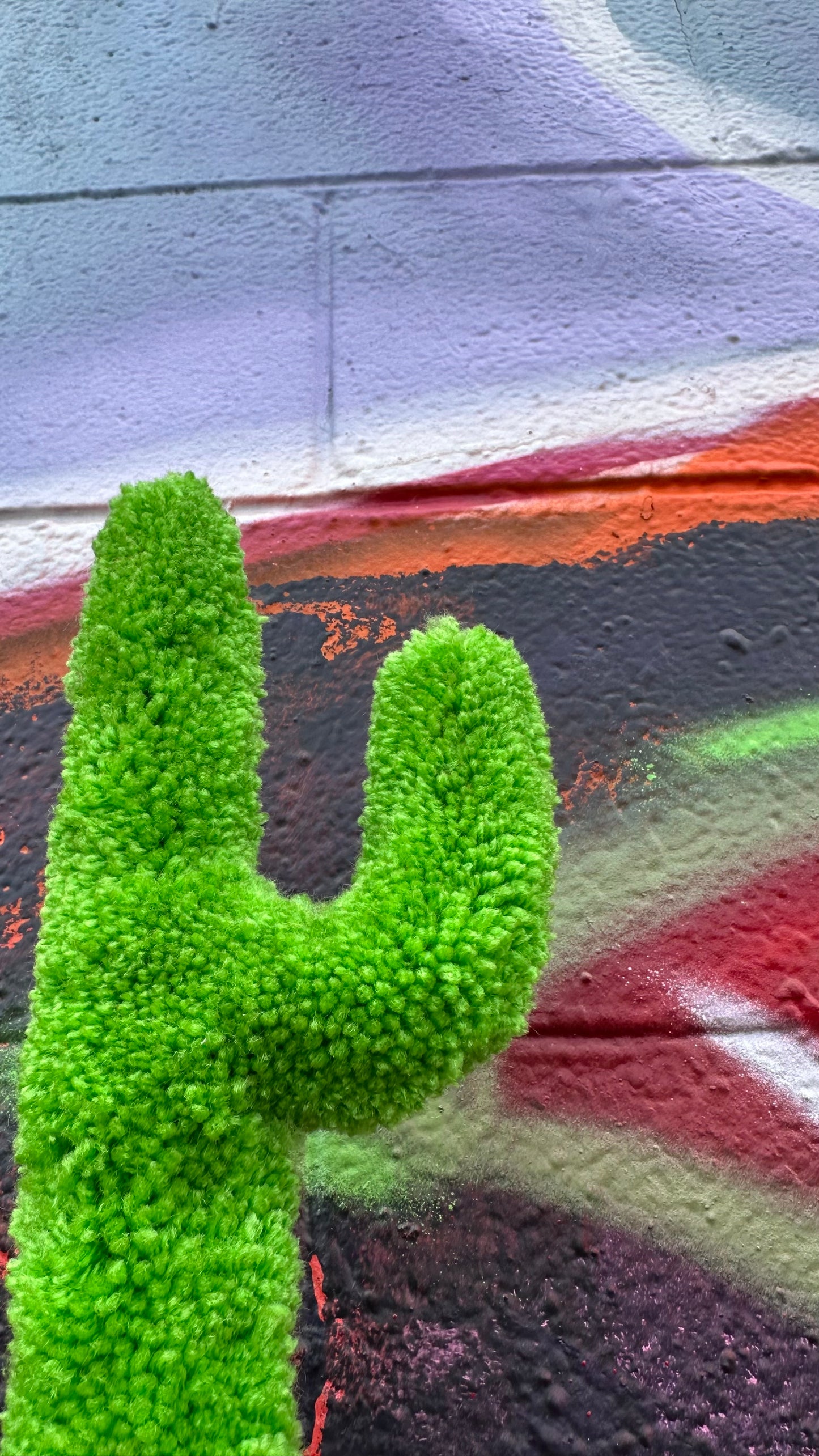 Yarn Cactus: Orange Sparkles and Green