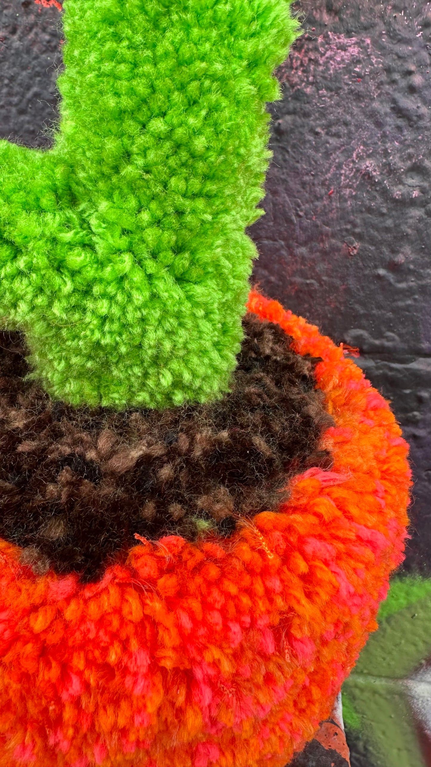 Yarn Cactus: Orange Sparkles and Green