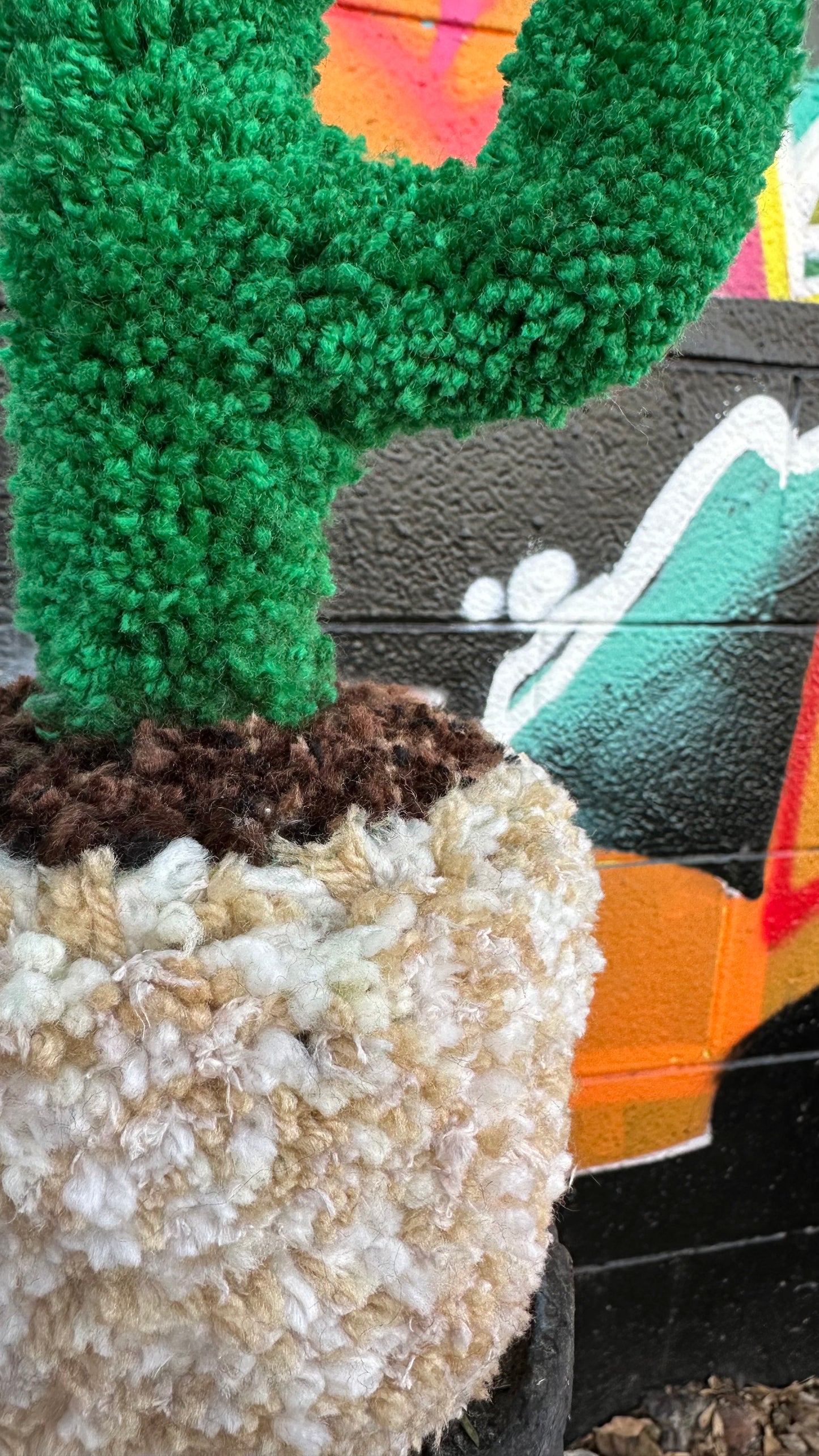 Yarn Cactus: Cream and Green