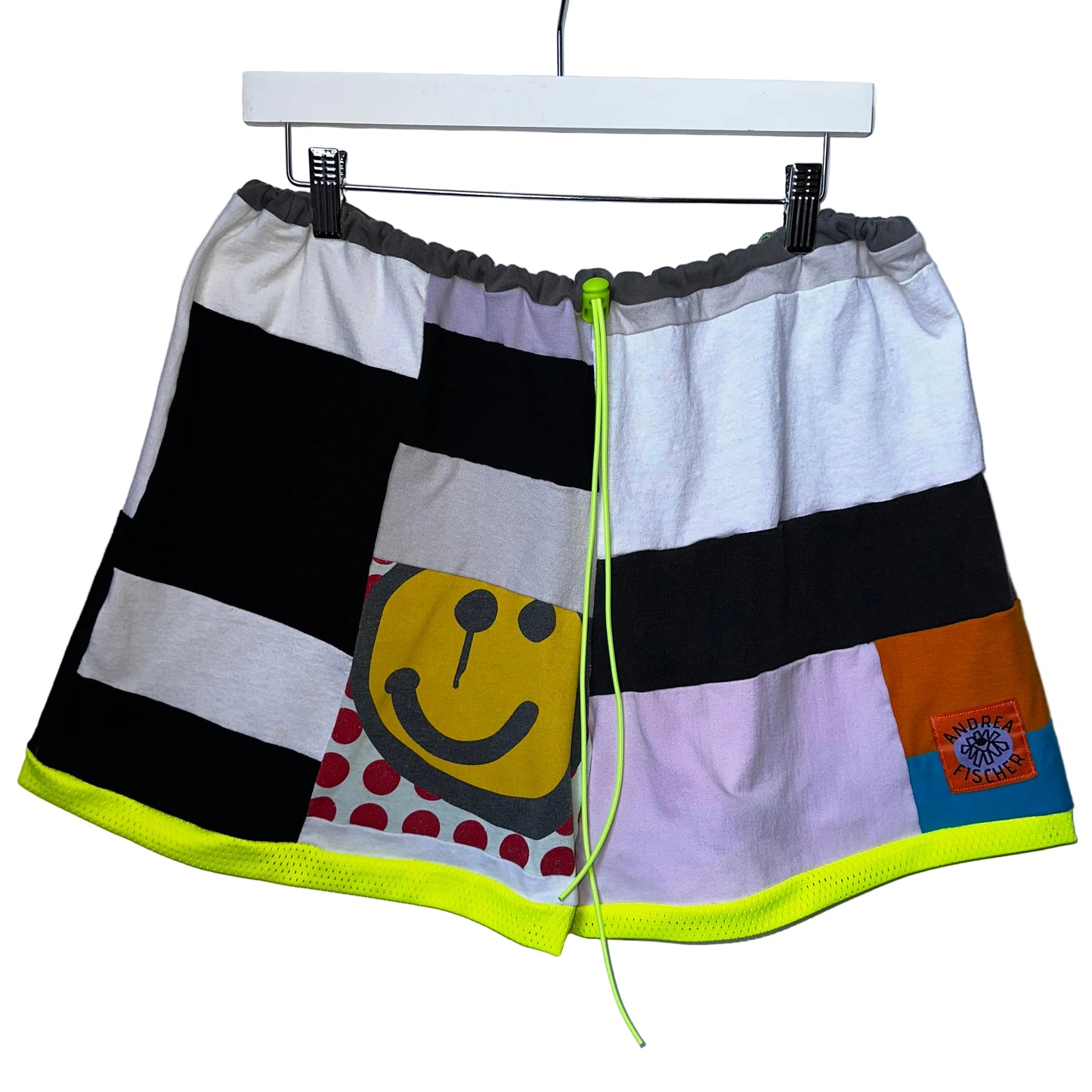 MED. Shorts: Smiley Face Patchwork