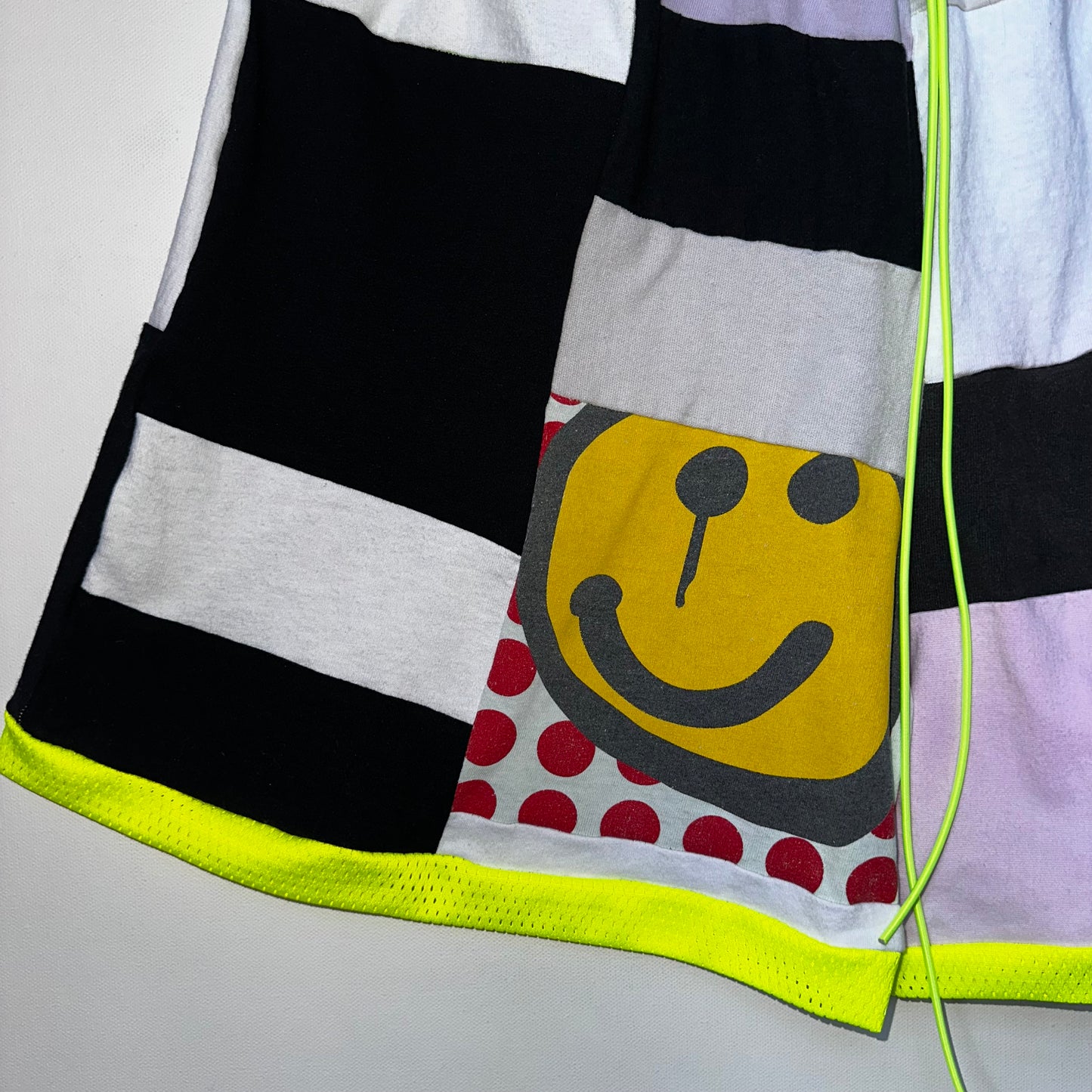 MED. Shorts: Smiley Face Patchwork
