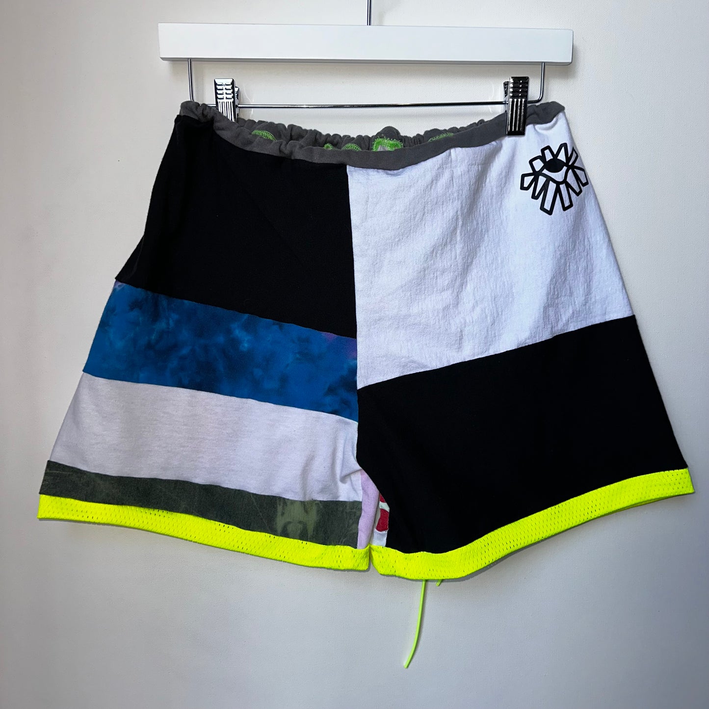 MED. Shorts: Smiley Face Patchwork